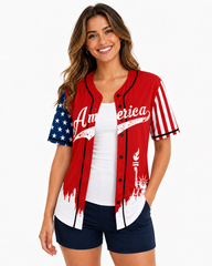 RED AMERICA 1 BASEBALL JERSEY
