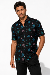 BLK PALM BUTTON DOWN