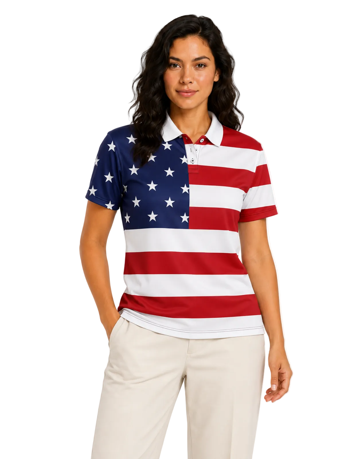 US FLAG GOLF POLO WOMENS