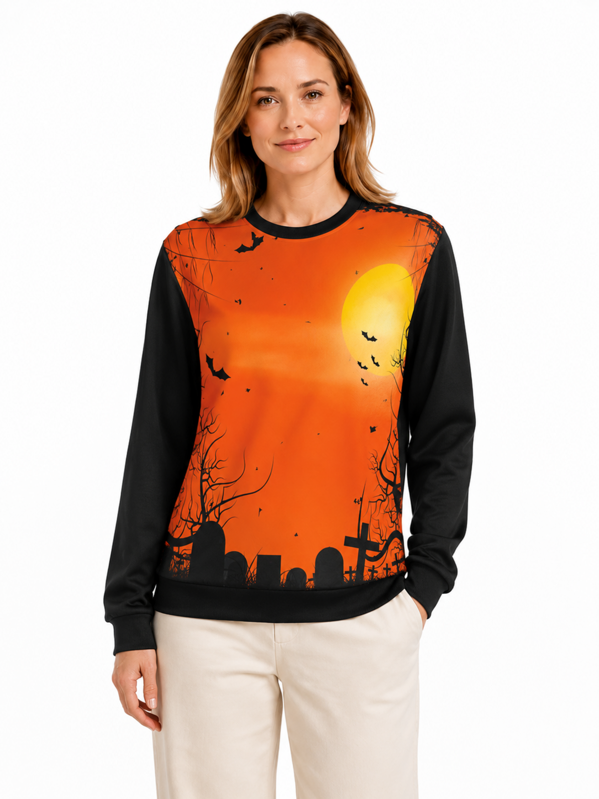 Halloween Bat Orange Sweat Shirt