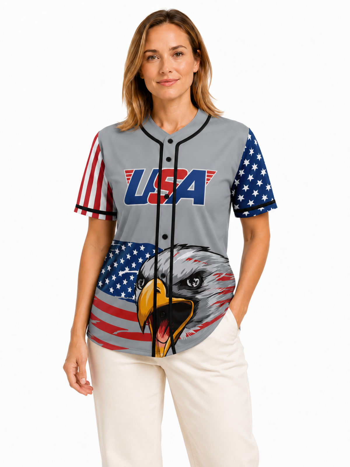 GREY AMERICA 1 BASEBALL JERSEY