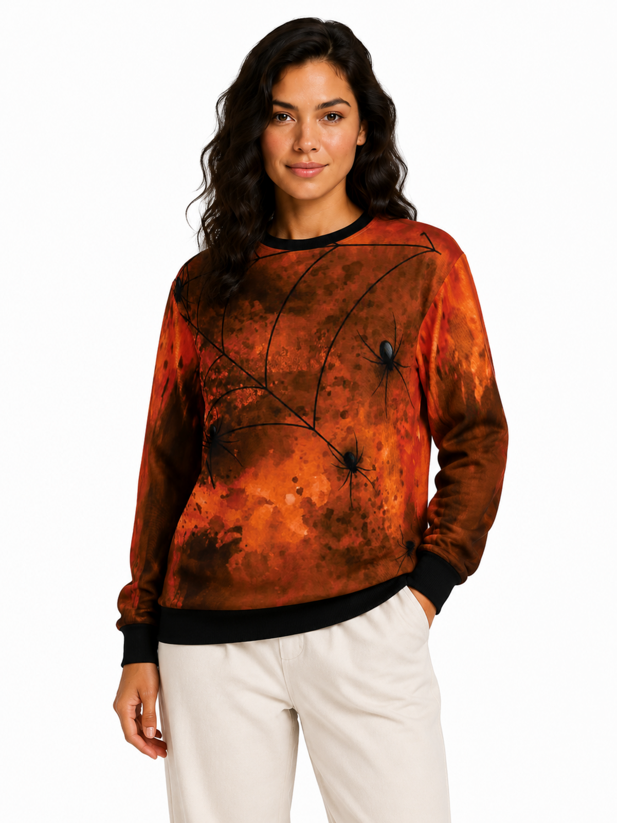 Halloween Spider Orange Sweat Shirt