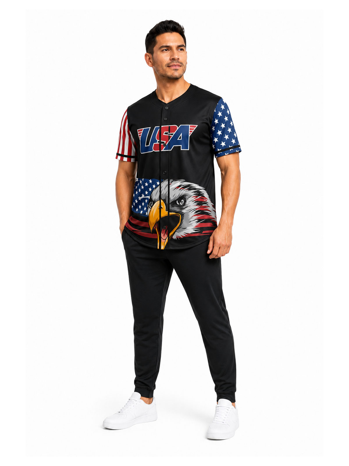 BLK AMERICA 1 BASEBALL JERSEY