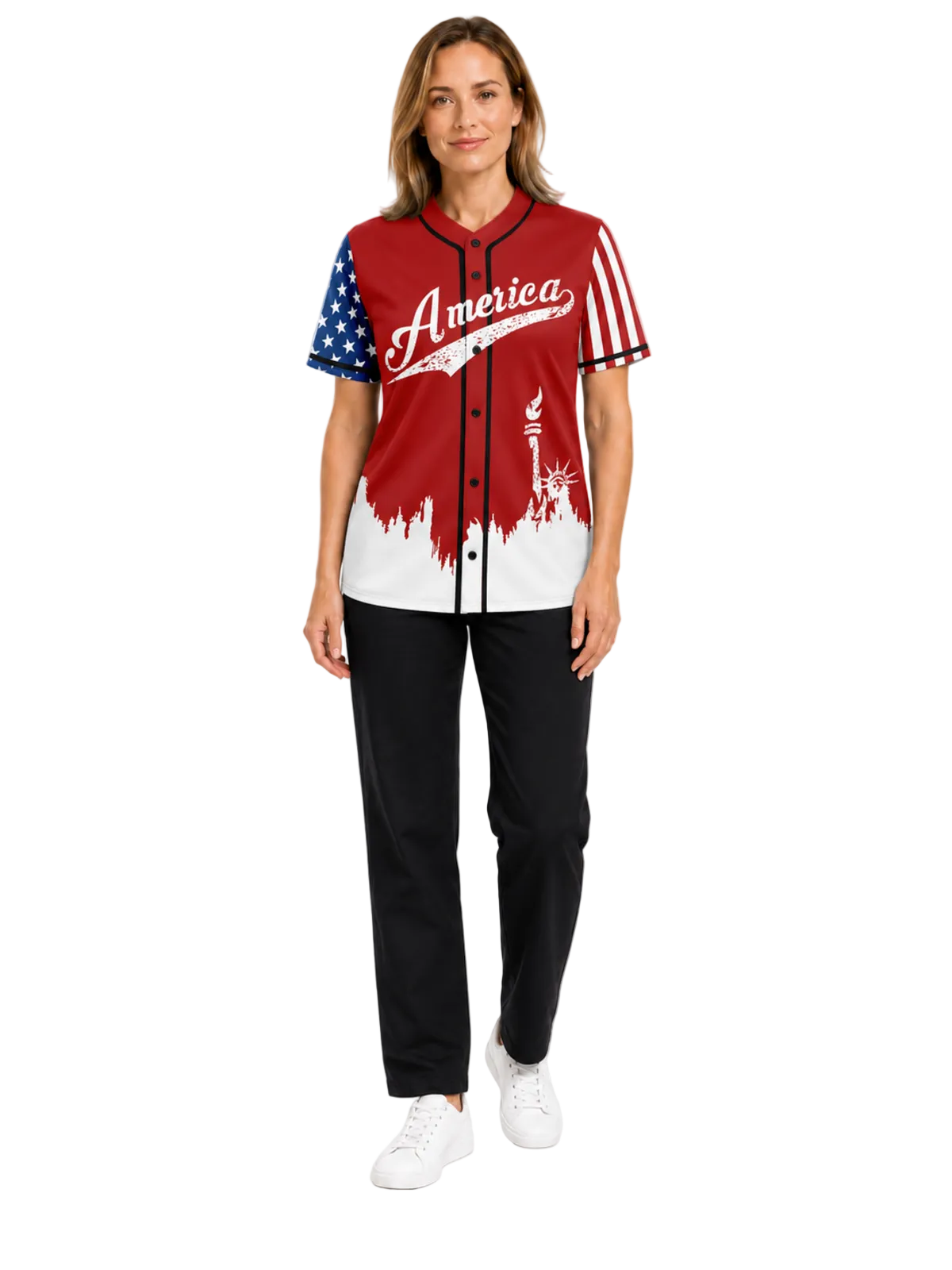 RED AMERICA 1 BASEBALL JERSEY