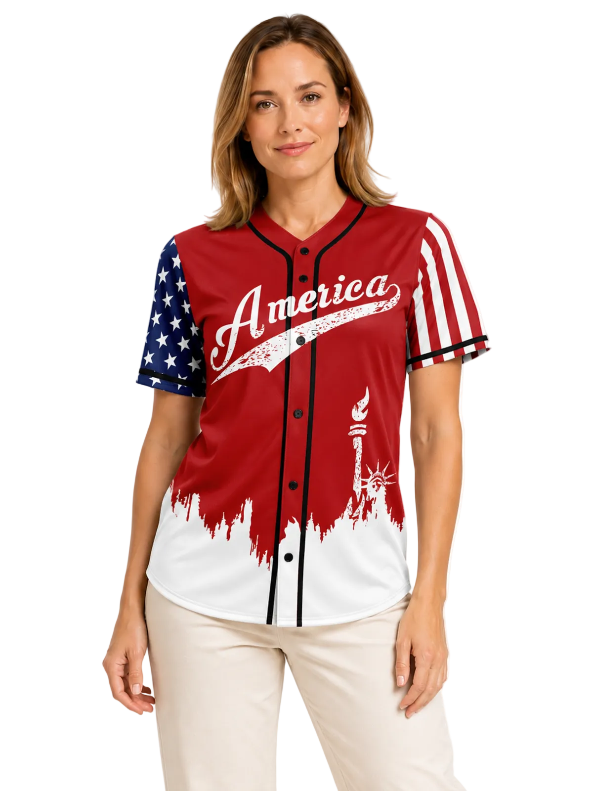 RED AMERICA 1 BASEBALL JERSEY