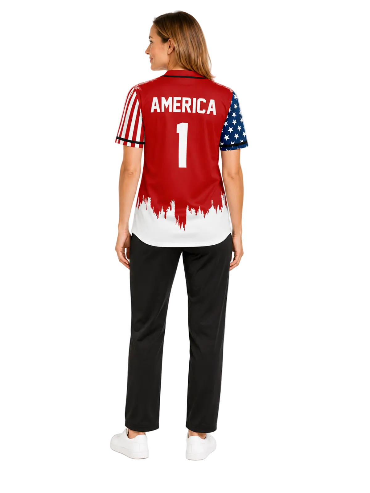 RED AMERICA 1 BASEBALL JERSEY