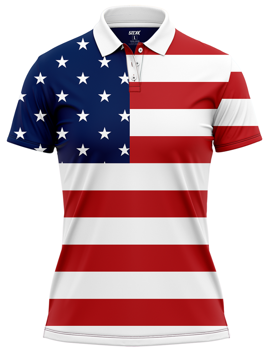 US FLAG GOLF POLO WOMENS