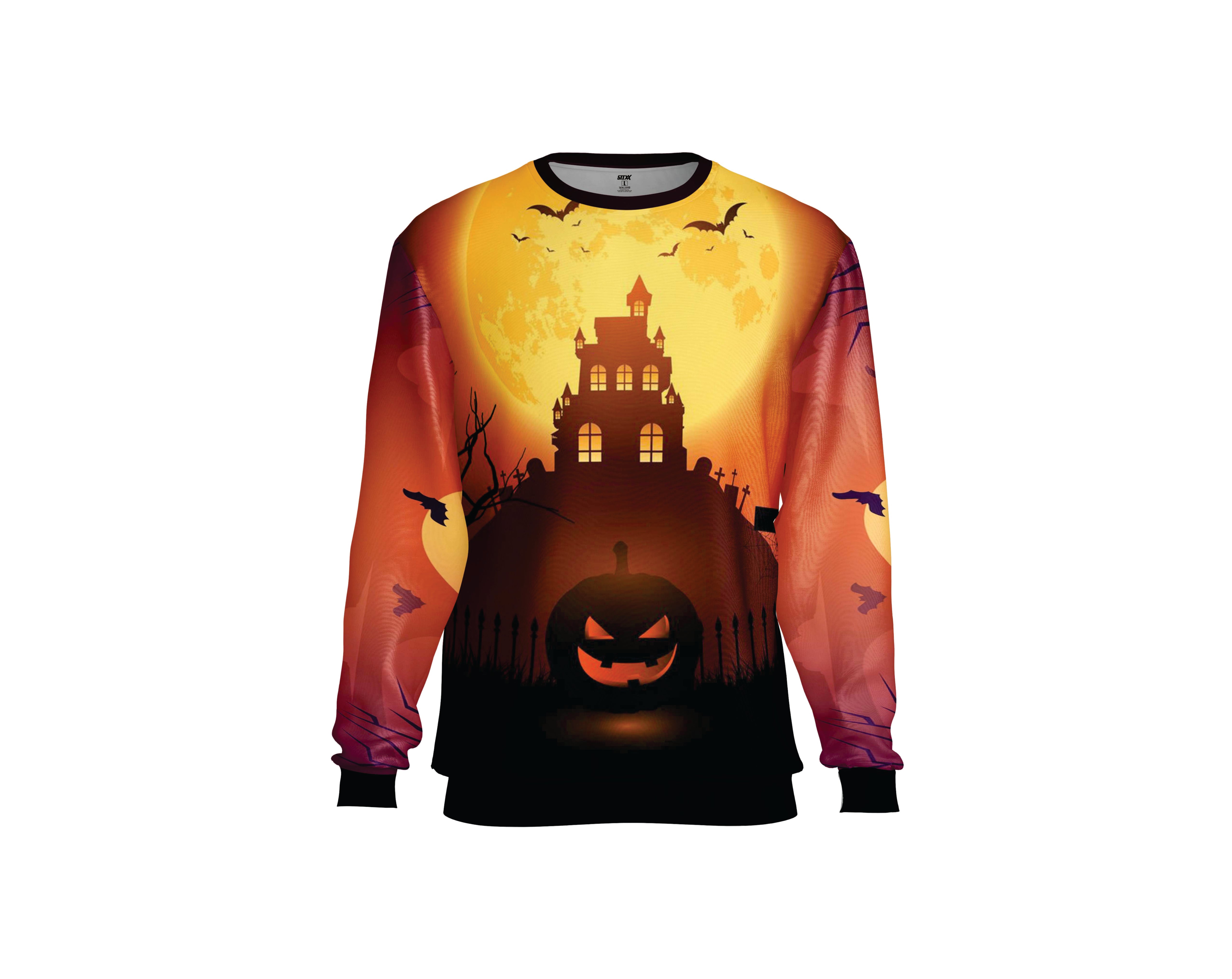 ORANGE PUMKIN HOUSE HALLOWEEN SWEATER