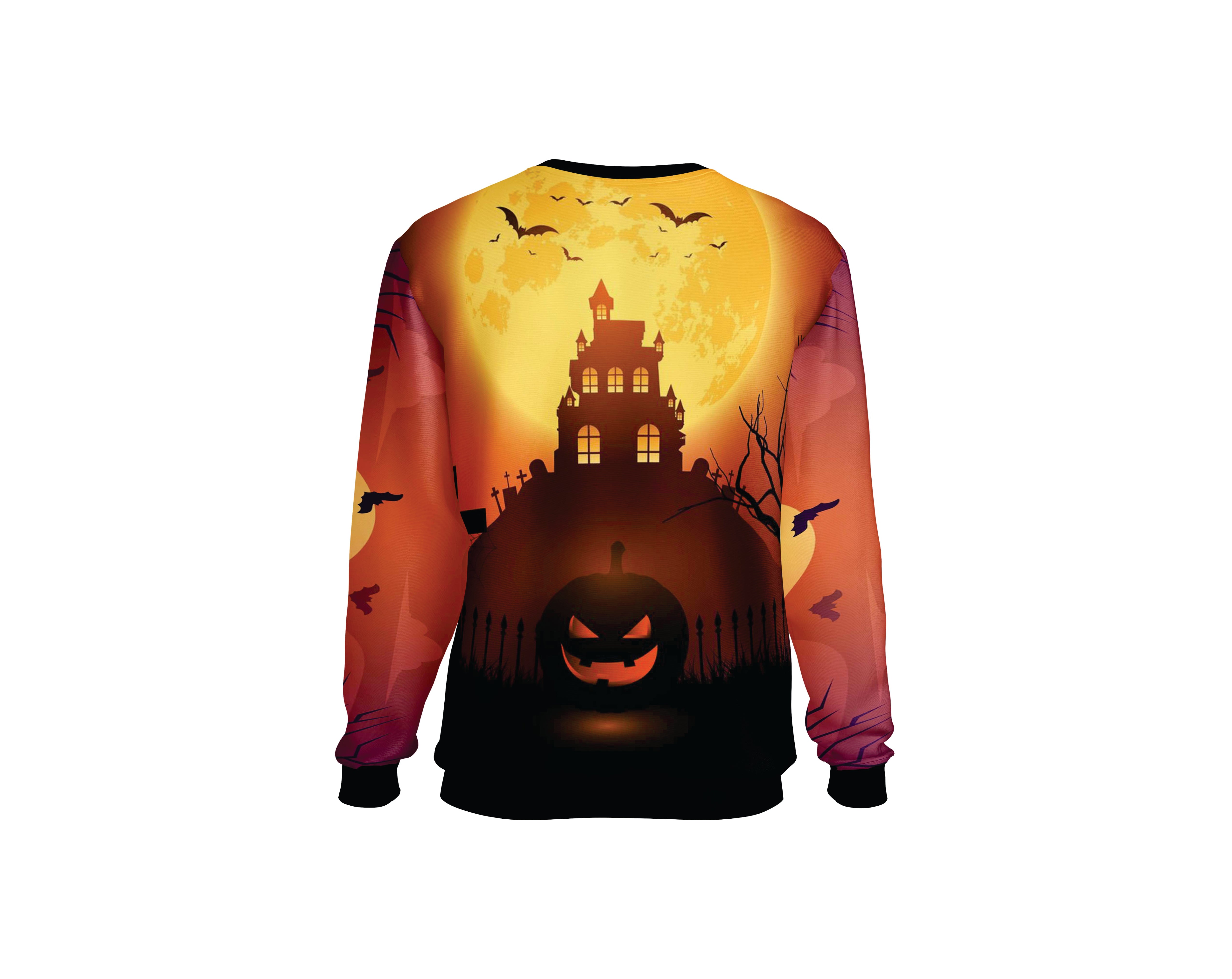 ORANGE PUMKIN HOUSE HALLOWEEN SWEATER