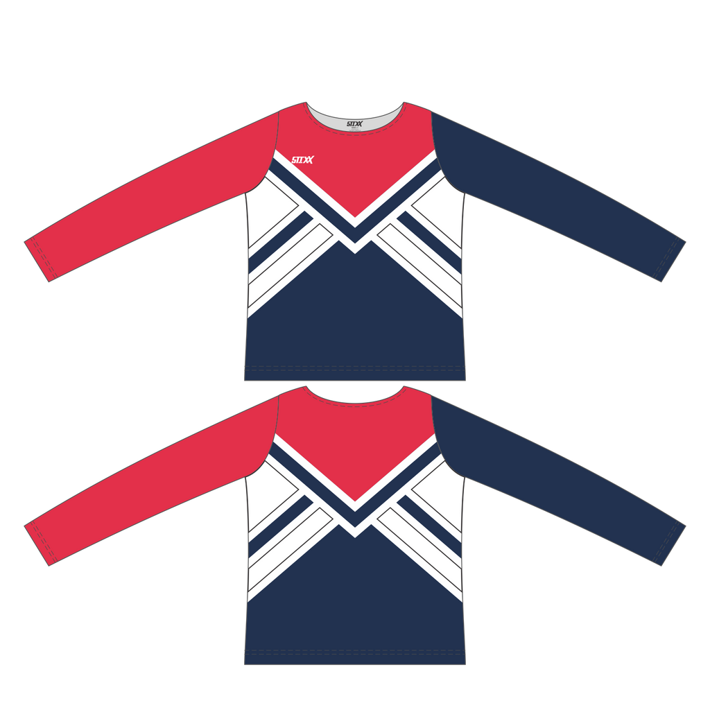 Custom Long Sleeved Crew Neck Cheerleading Shells