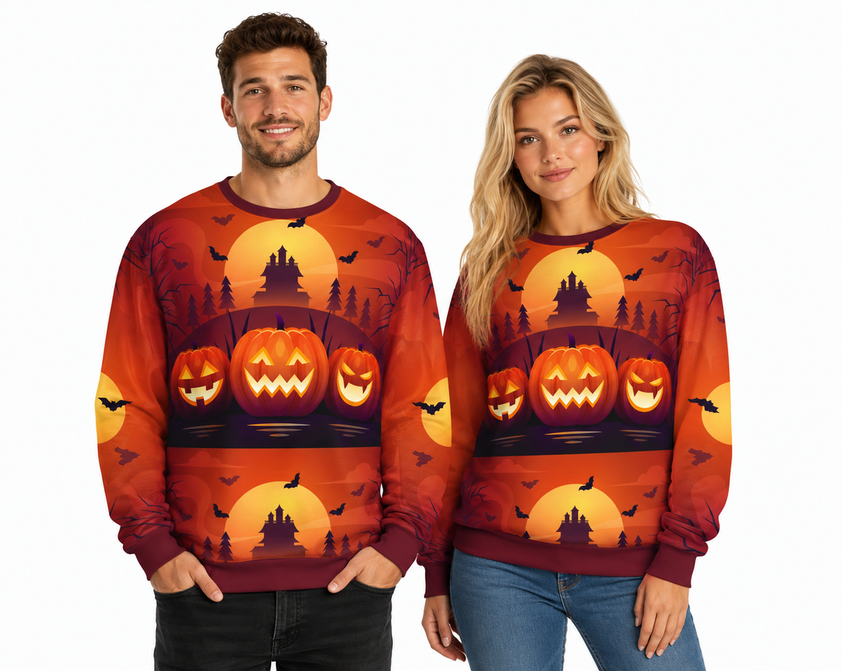 ORANGE PUMKIN NIGHT HALLOWEEN SWEATER