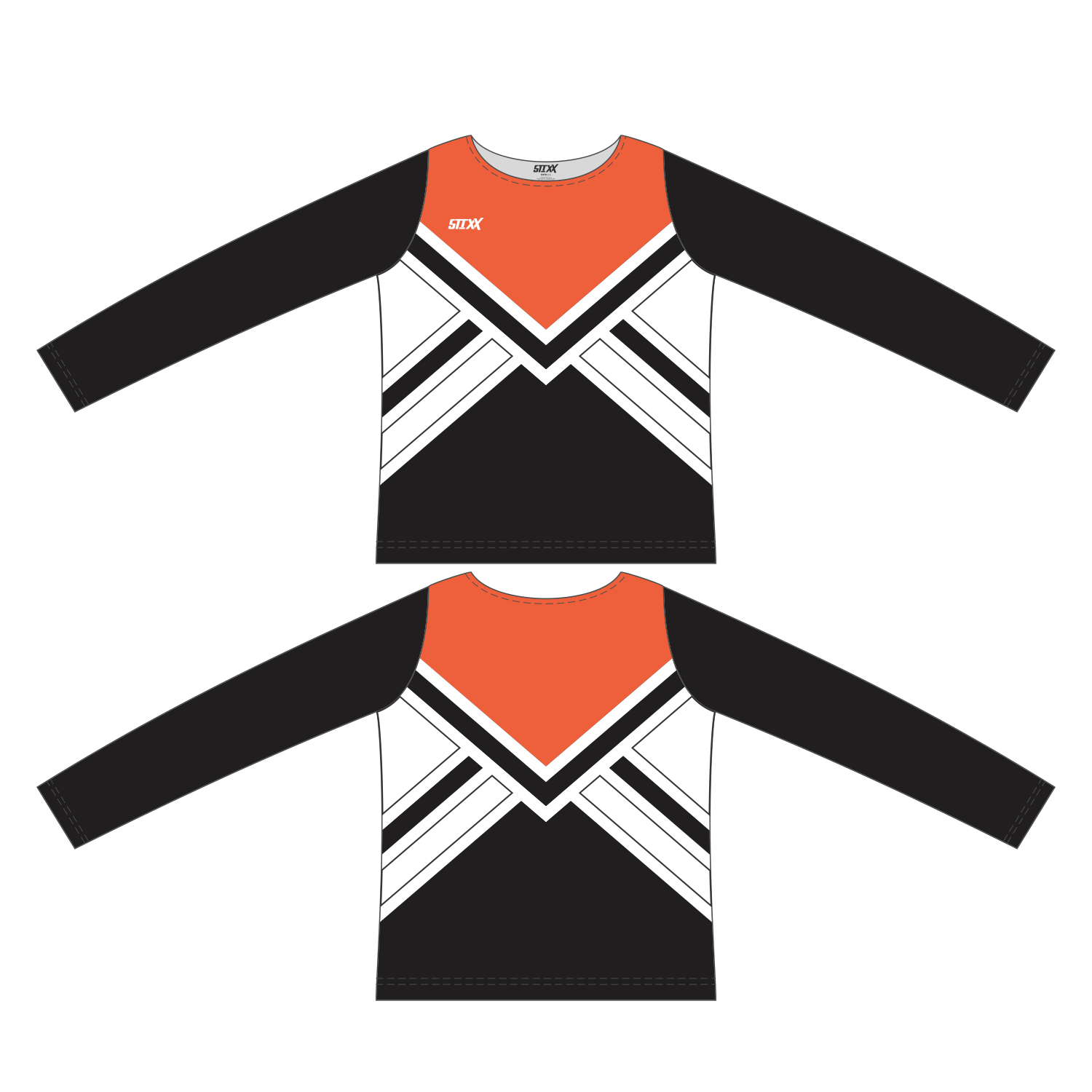 Custom Long Sleeved Crew Neck Cheerleading Shells