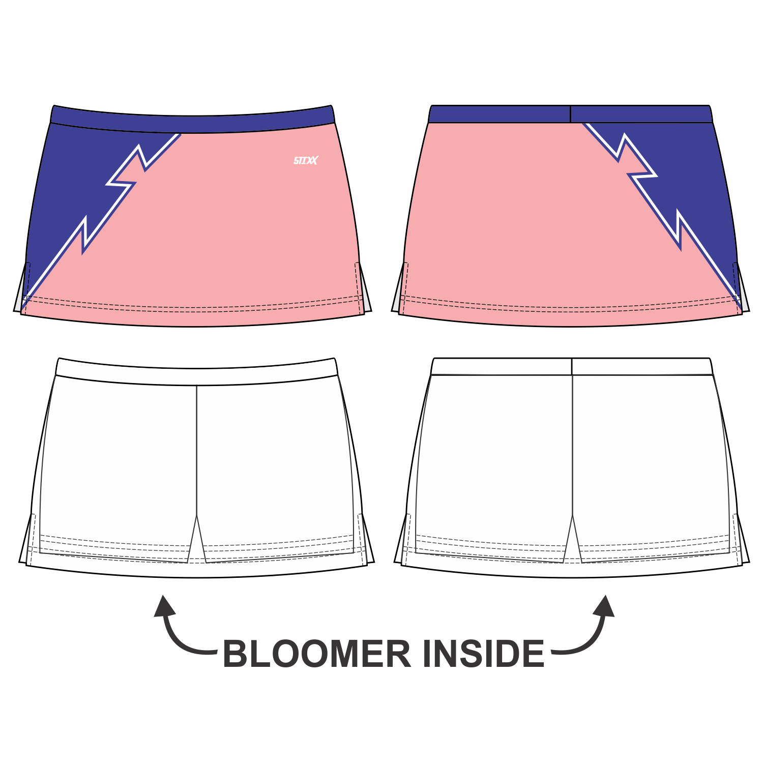 Side Vent Cheerleading Skort