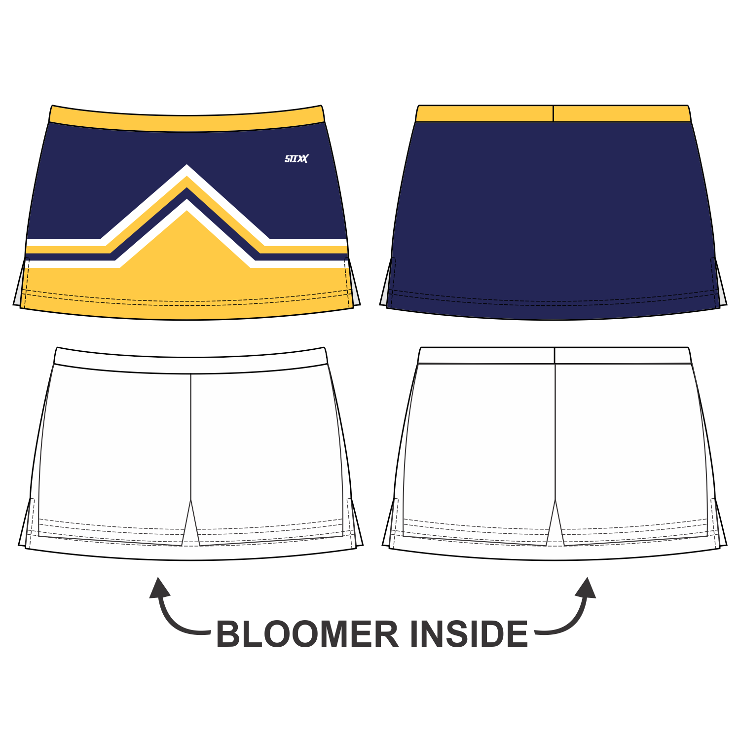 Side Vent Cheerleading Skort