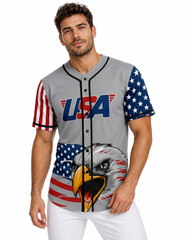 GREY AMERICA 1 BASEBALL JERSEY (Copy)