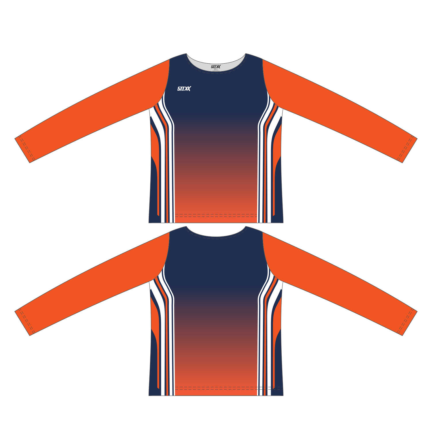 Custom Long Sleeved Crew Neck Cheerleading Shells