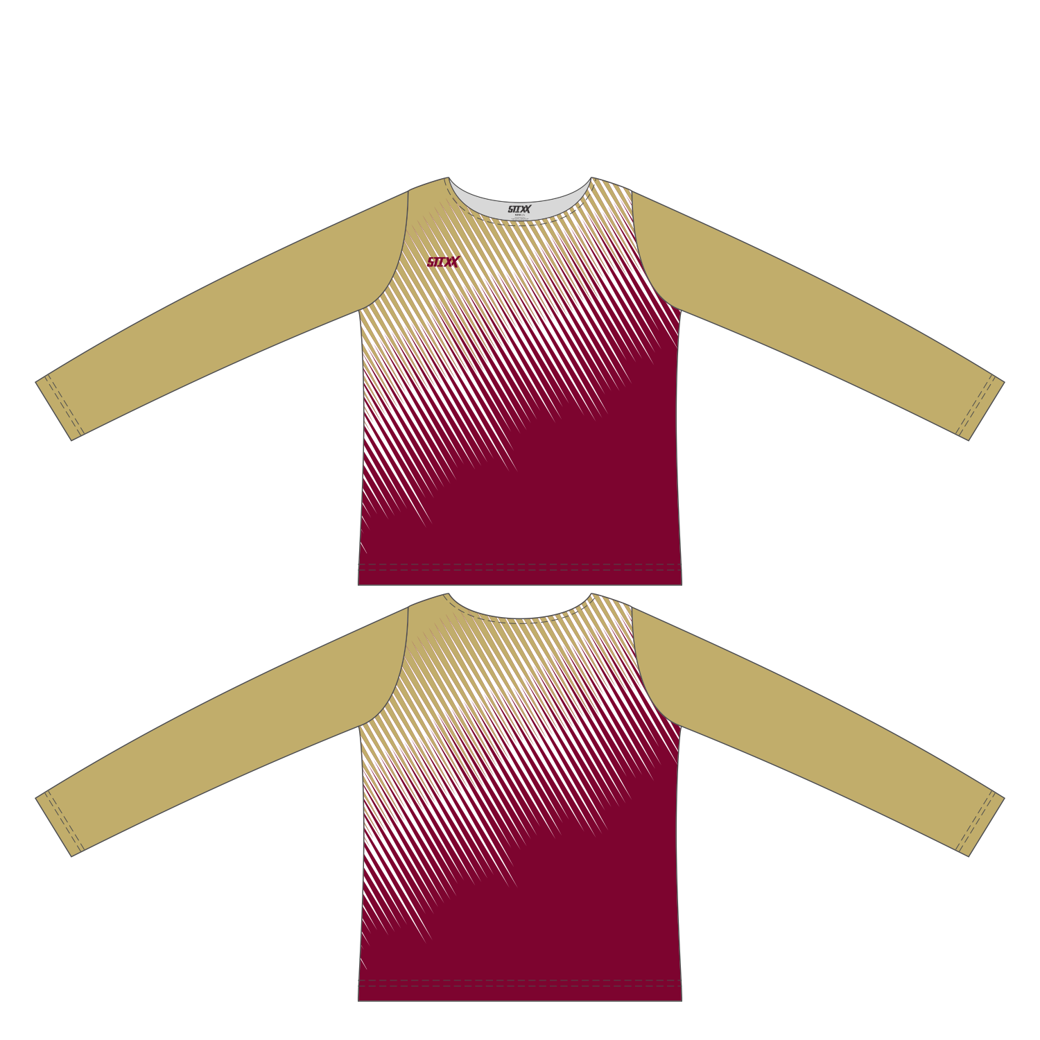 Custom Long Sleeved Crew Neck Cheerleading Shells