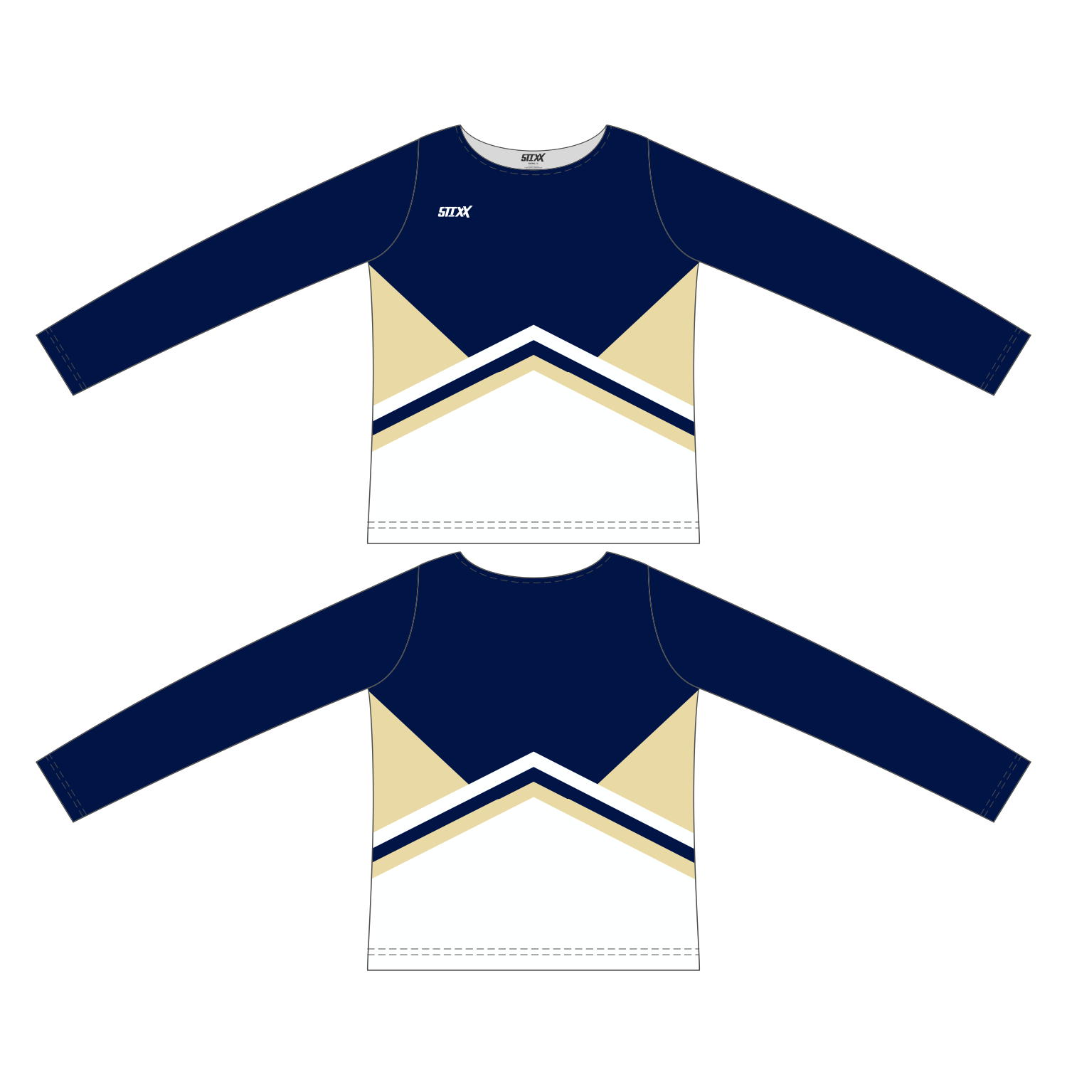 Custom Long Sleeved Crew Neck Cheerleading Shells