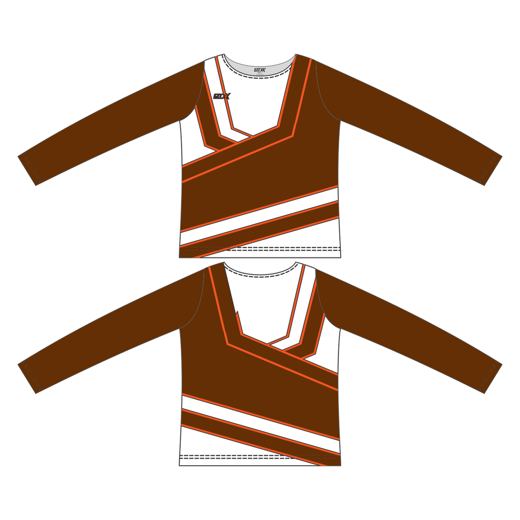 Custom Long Sleeved Crew Neck Cheerleading Shells