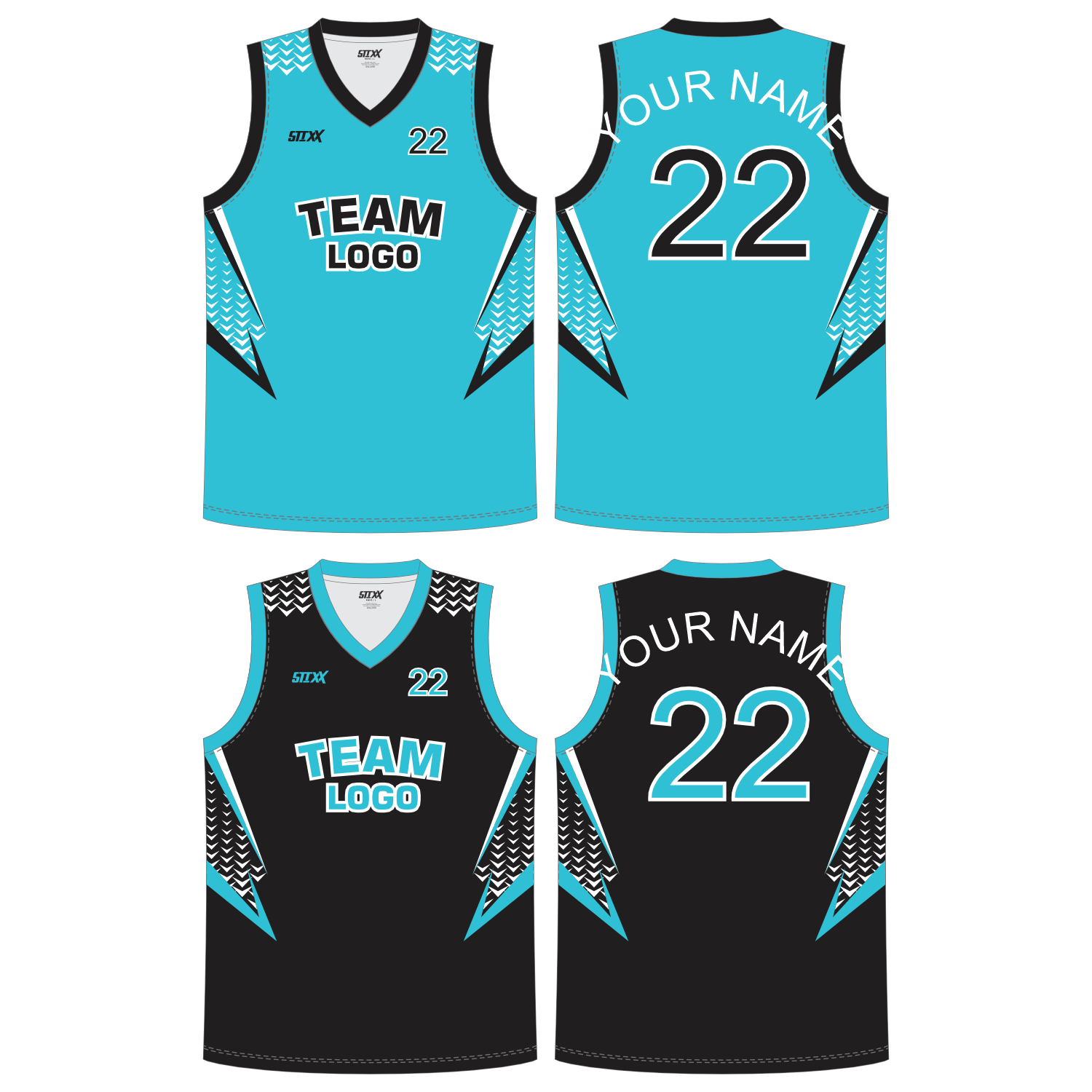 CUSTOM REVERSIBLE V-NECK BASKETBALL JERSEYS