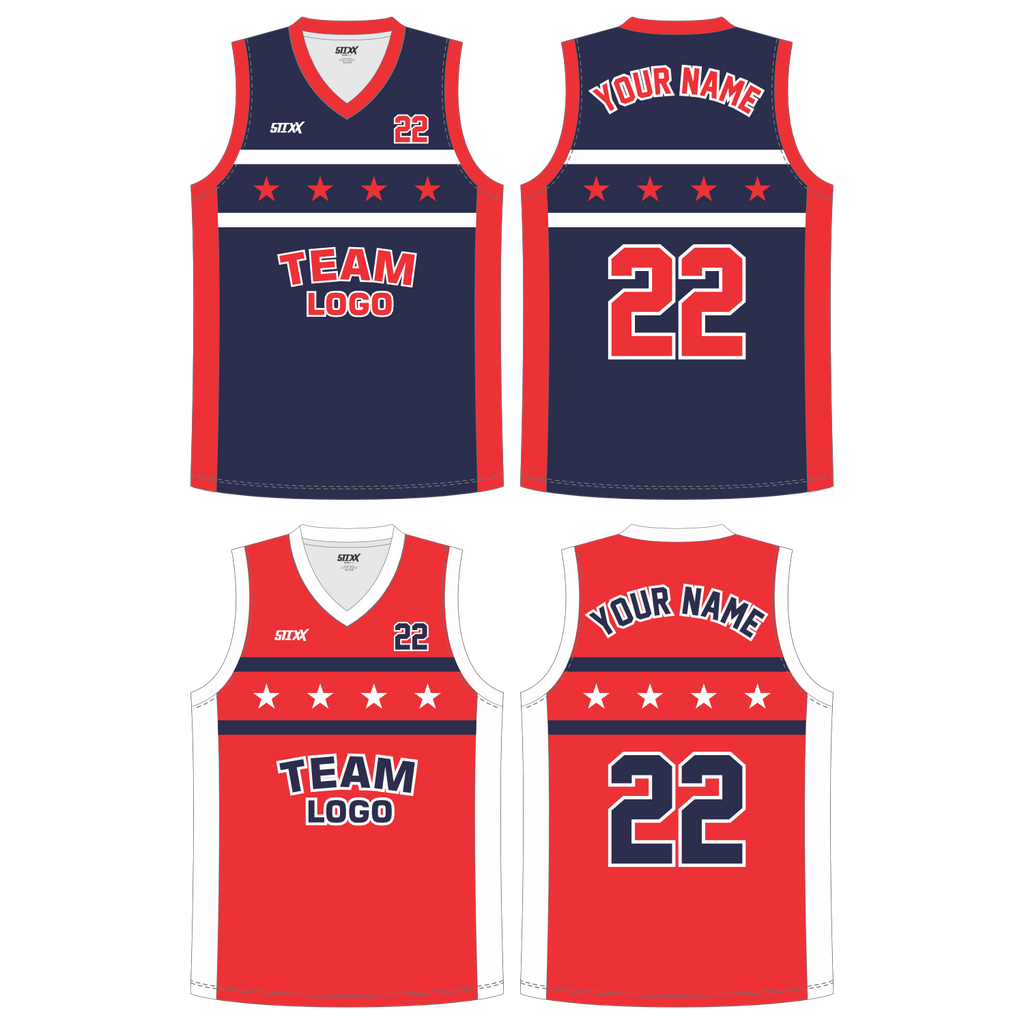 CUSTOM REVERSIBLE V-NECK BASKETBALL JERSEYS