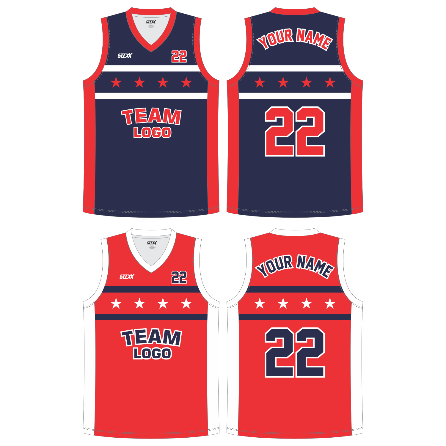 CUSTOM REVERSIBLE V-NECK BASKETBALL JERSEYS