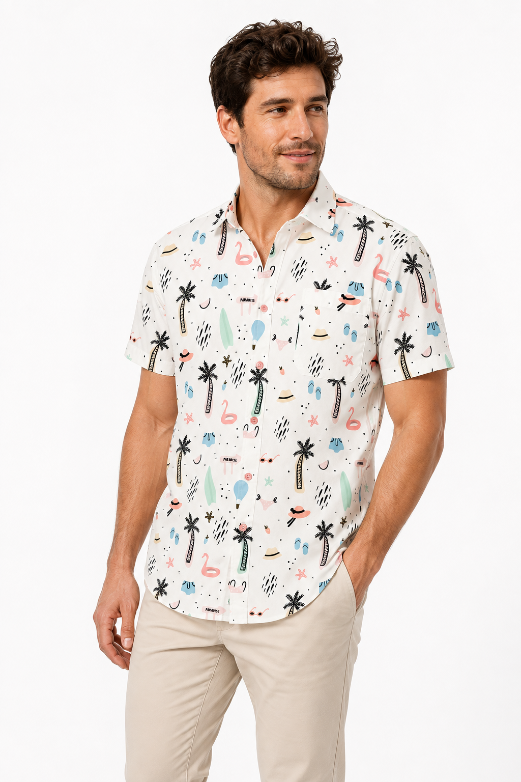 WHTART PALM BUTTON DOWN
