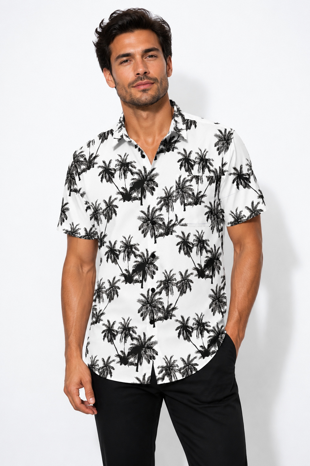 WHT PALM BUTTON DOWN