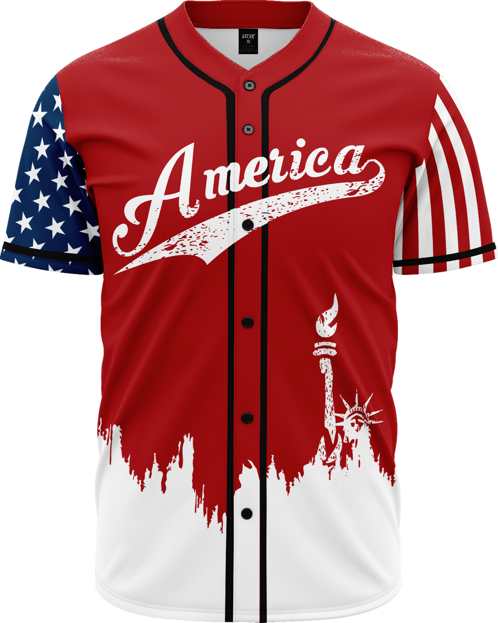 RED AMERICA 1 BASEBALL JERSEY