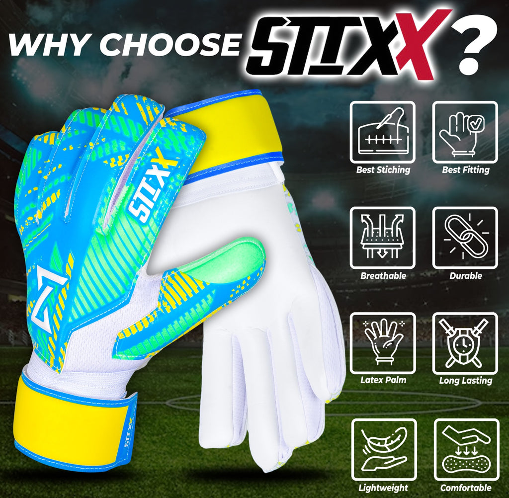 STIXX Goalie Gloves Youth Kids - Soccer Goalie Gloves with Anti Slip Strong Grip