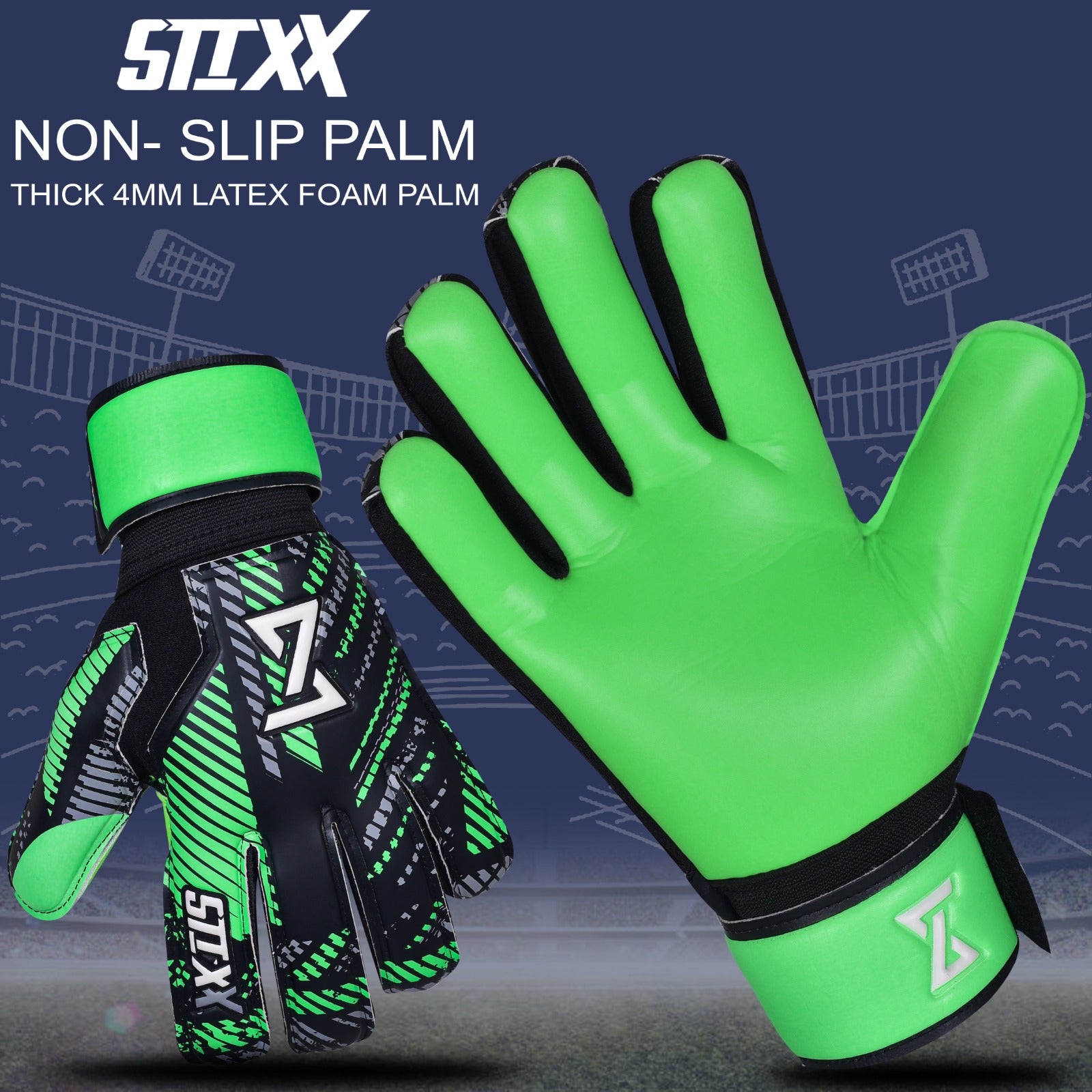 STIXX Goalie Gloves Youth Kids - Soccer Goalie Gloves with Anti Slip Strong Grip