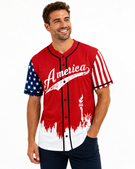 RED AMERICA 1 BASEBALL JERSEY