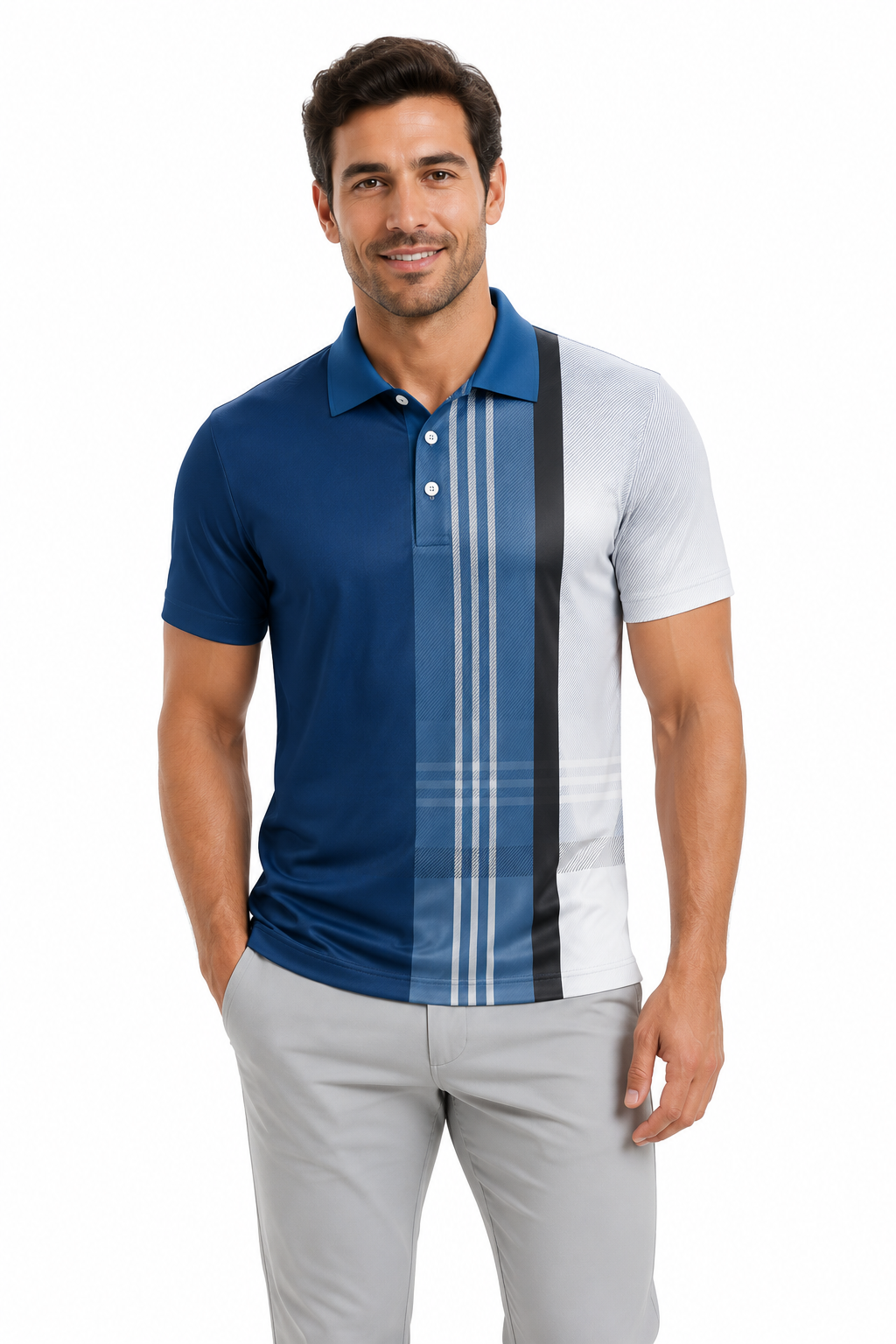 BLUE & WHT GOLF POLO